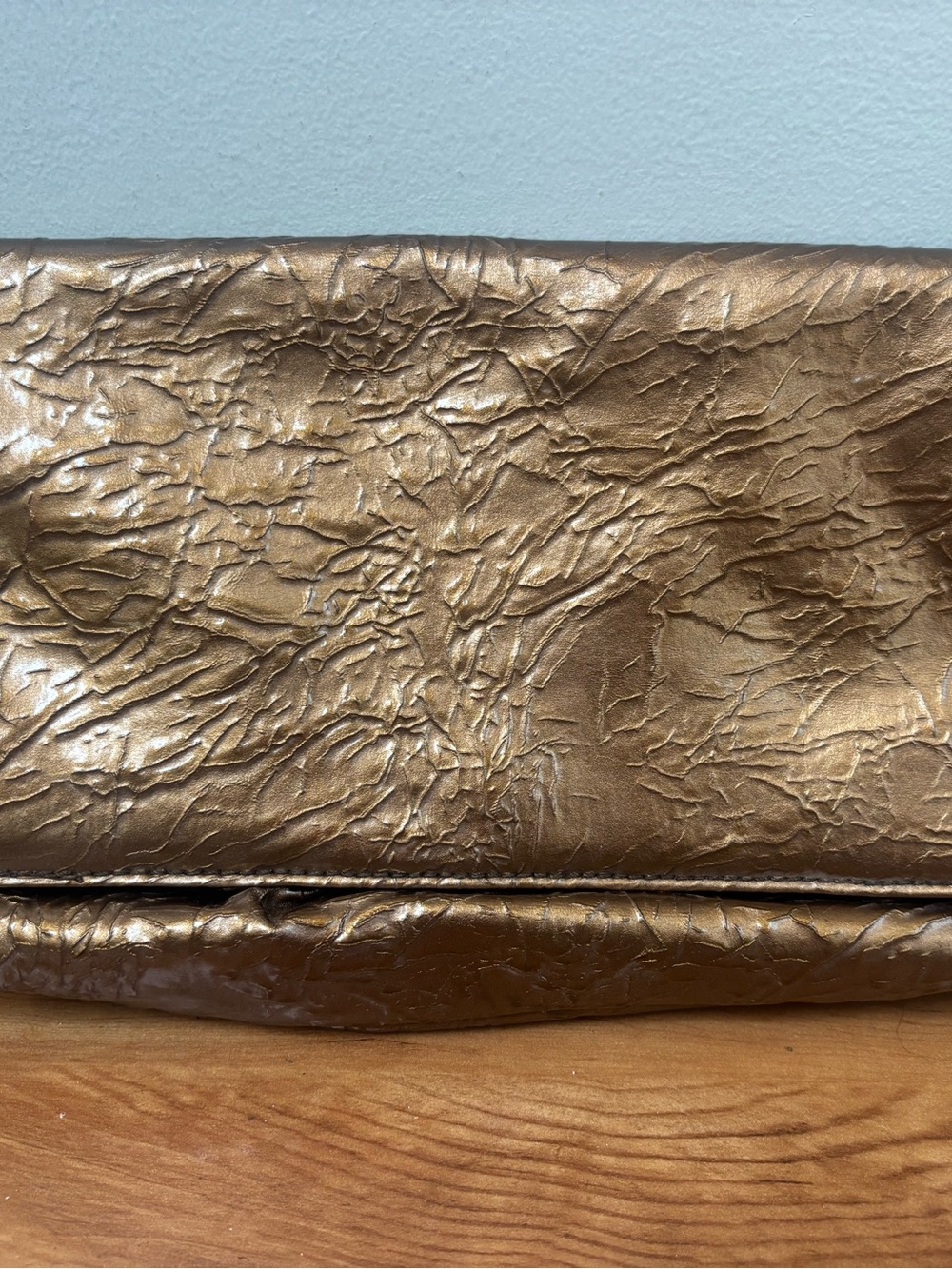 Old Navy Metallic Gold Fold-Over Clutch Bag